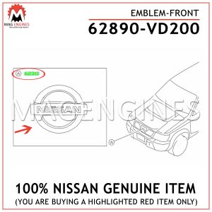 62890-VD200 NISSAN GENUINE EMBLEM-FRONT