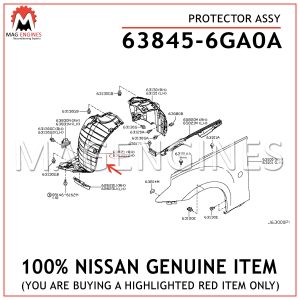 638434CB0A Genuine Nissan PROTECTOR FR,LH 63843-4CB0A
