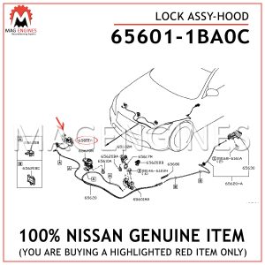 65601-1BA0C NISSAN GENUINE LOCK ASSY-HOOD 656011BA0C
