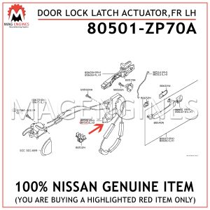 80501-ZP70A NISSAN GENUINE DOOR LOCK LATCH ACTUATOR, FRONT LH