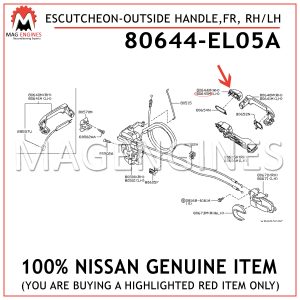 80644-EL05A NISSAN GENUINE ESCUTCHEON-OUTSIDE HANDLE,FRONT DOOR, RHLH