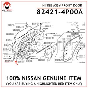 82421-4P00A NISSAN GENUINE HINGE ASSY-FRONT DOOR 824214P00A