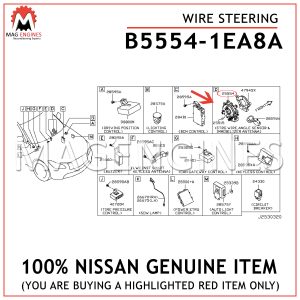 B5554-1EA8A NISSAN GENUINE WIRE ASSY-STEERING AIR BAG
