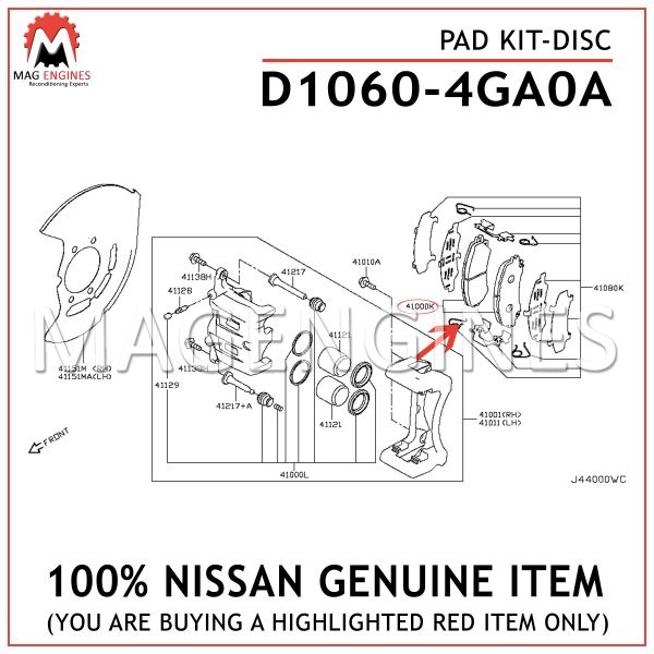 D1060-4GA0A NISSAN GENUINE PAD KIT-DISC