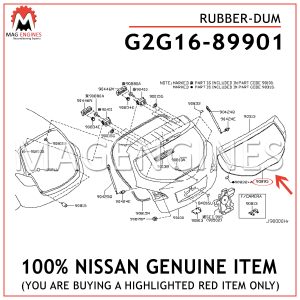 G2G16-89901 NISSAN GENUINE RUBBER-DUM