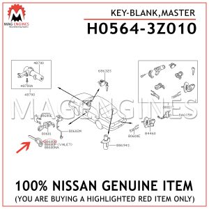 H0564-3Z010 NISSAN GENUINE KEY-BLANK, MASTER