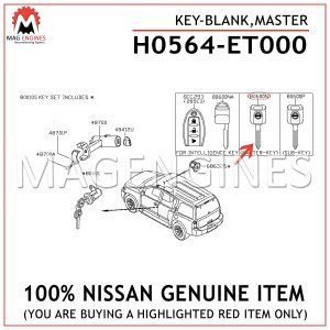 H0564-ET000 NISSAN GENUINE KEY-BLANK, MASTER