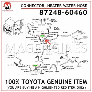 87248-60460 TOYOTA GENUINE CONNECTOR, HEATER WATER HOSE 8724860460