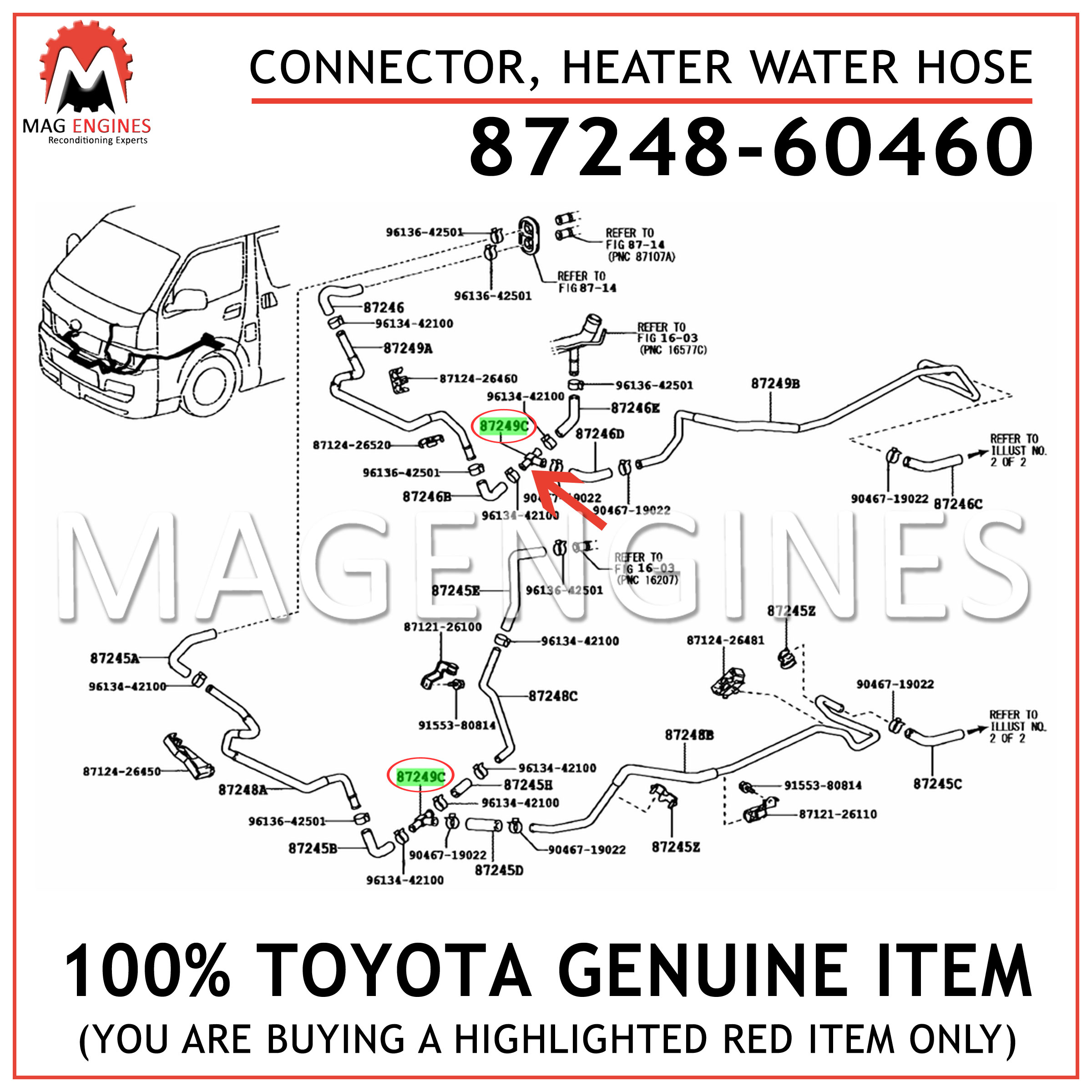 Toyota 87248-08060 Heater Water Outlet Pipe 