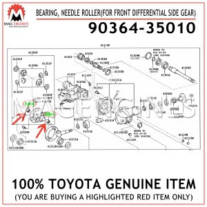 90364-35010 TOYOTA GENUINE BEARING, NEEDLE ROLLER(FOR FRONT DIFFERENTIAL SIDE GEAR) 9036435010
