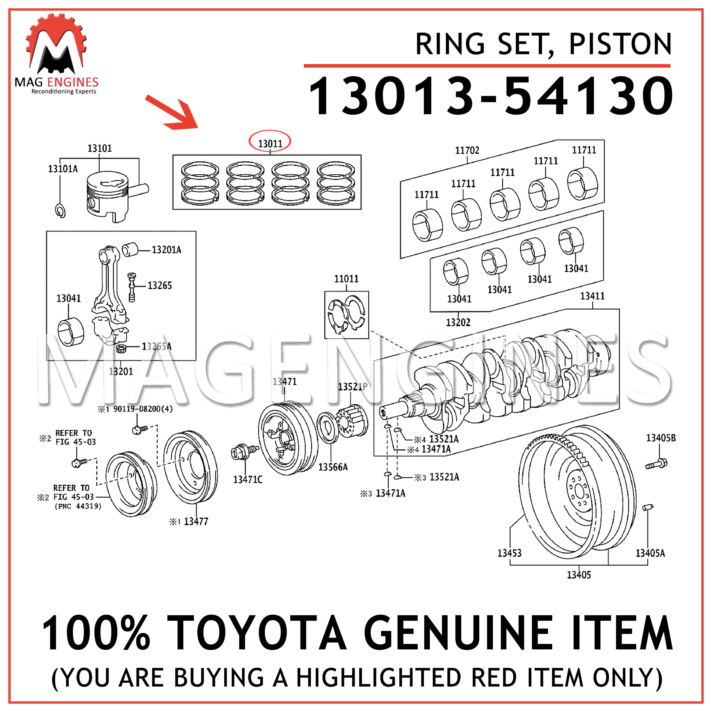 Toyota 13013-65020 Piston Ring Set 