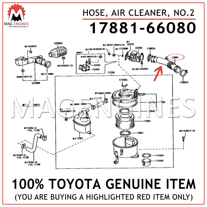 1788166060 Genuine Toyota HOSE NO.2 17881-66060 AIR CLEANER