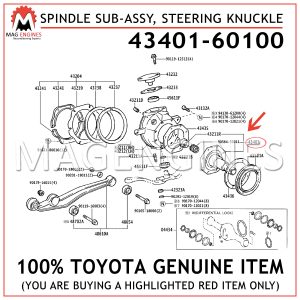 43401-60100 TOYOTA GENUINE SPINDLE SUB-ASSY, STEERING KNUCKLE 4340160100