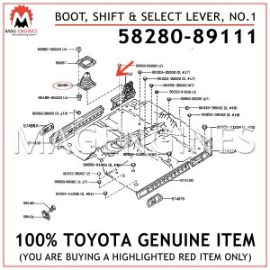 58280-89111 TOYOTA GENUINE BOOT, SHIFT & SELECT LEVER, NO.1 5828089111