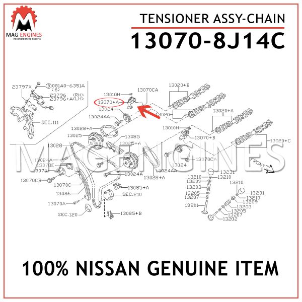 13070-8J14C NISSAN GENUINE TENSIONER ASSY-CHAIN 130708J14C