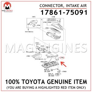 17861-75091 TOYOTA GENUINE CONNECTOR, INTAKE AIR 1786175091