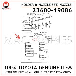 NOZZLE 23600-19086 2360019086 Genuine Toyota HOLDER & NOZZLE SET