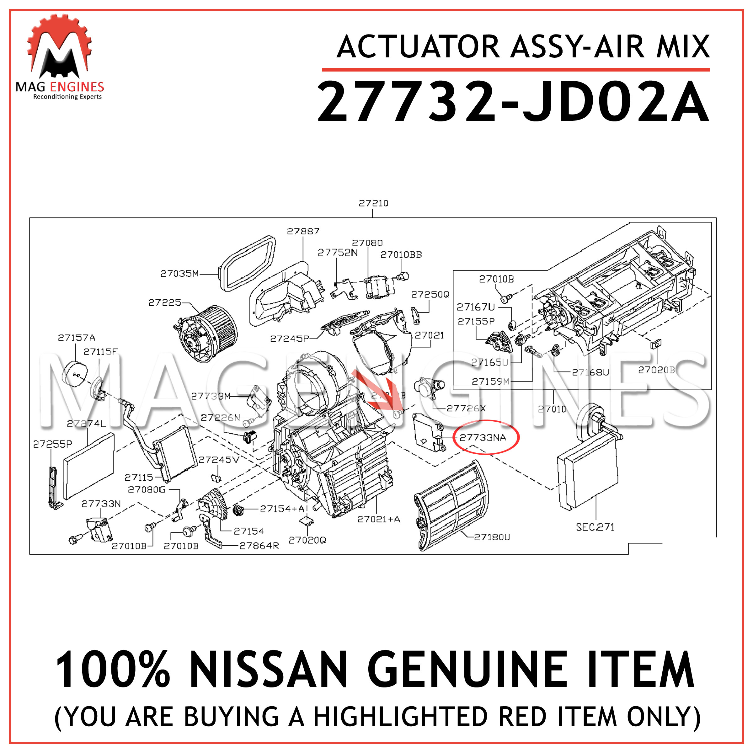 27732-JD02A NISSAN GENUINE ACTUATOR ASSY-AIR MIX 27732JD02A – Mag 