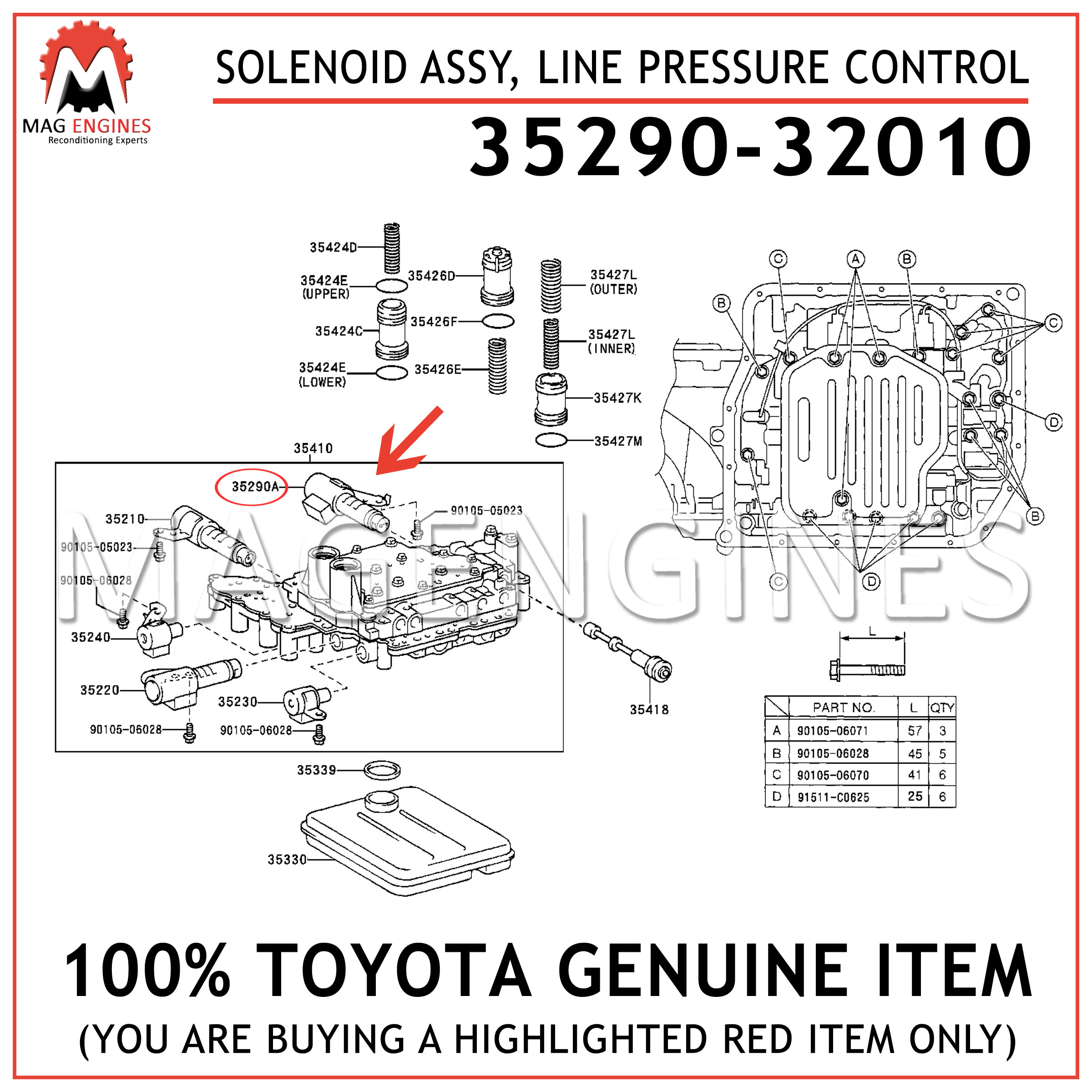 New Genuine 35290-71010 Toyota Solenoid assy line pressure control 3529071010