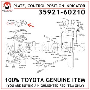 35921-60210 TOYOTA GENUINE PLATE, CONTROL POSITION INDICATOR 3592160210