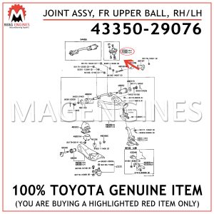 43350-29076 TOYOTA GENUINE JOINT ASSY, FRONT UPPER BALL, RH/LH 4335029076