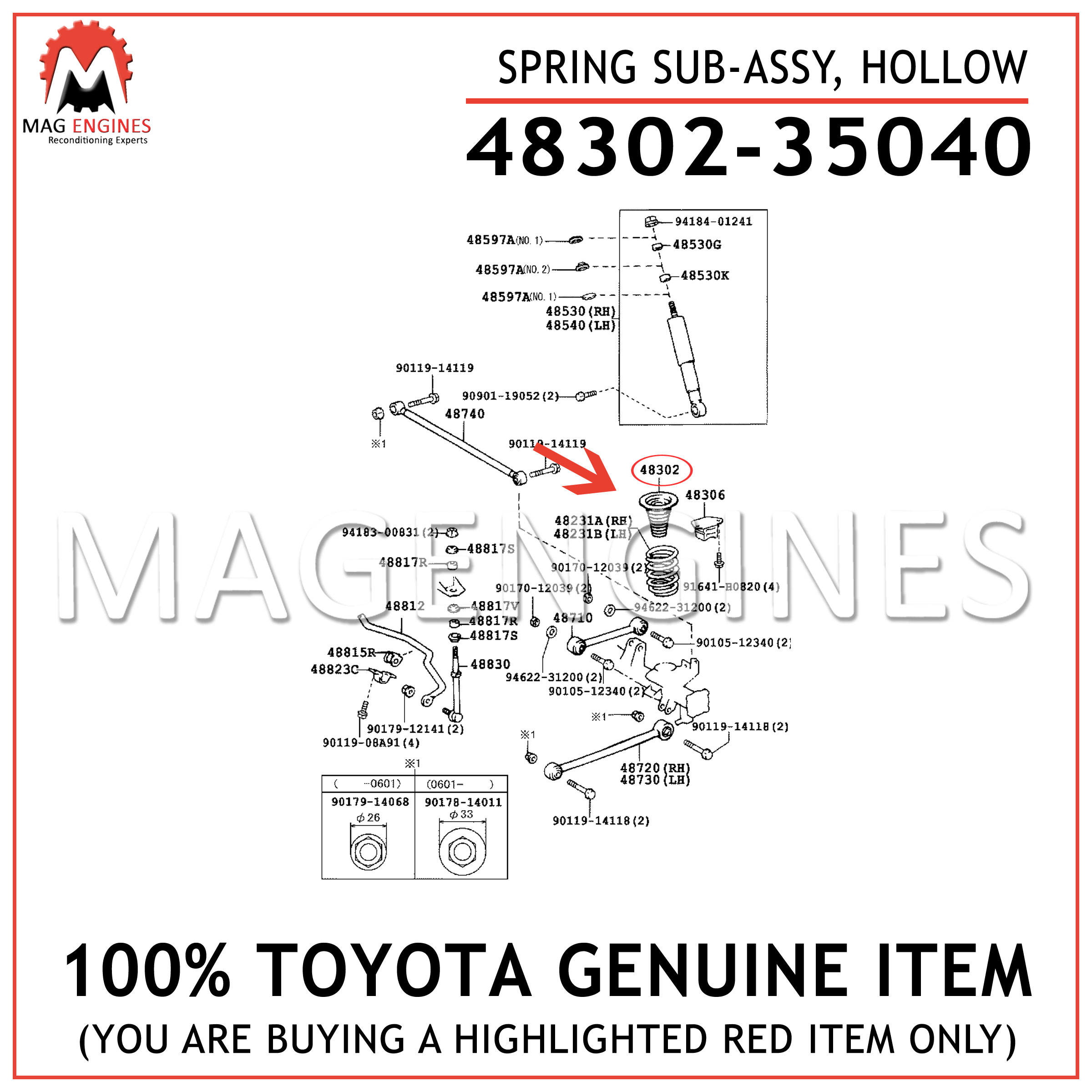 HOLLOW 48302-35040 4830235040 Genuine Toyota SPRING SUB-ASSY