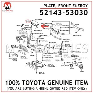 52143-53030 TOYOTA GENUINE PLATE, FRONT ENERGY 5214353030