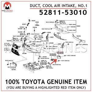 52811-53010 TOYOTA GENUINE DUCT, COOL AIR INTAKE, NO.1 5281153010