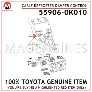 55906-0K010 TOYOTA GENUINE CABLE SUB-ASSY, DEFROSTER DAMPER CONTROL 559060K010