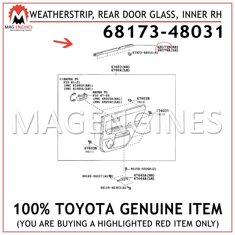 Weatherstrip Rr Doo 67871-12290 Genuine Toyota Parts 