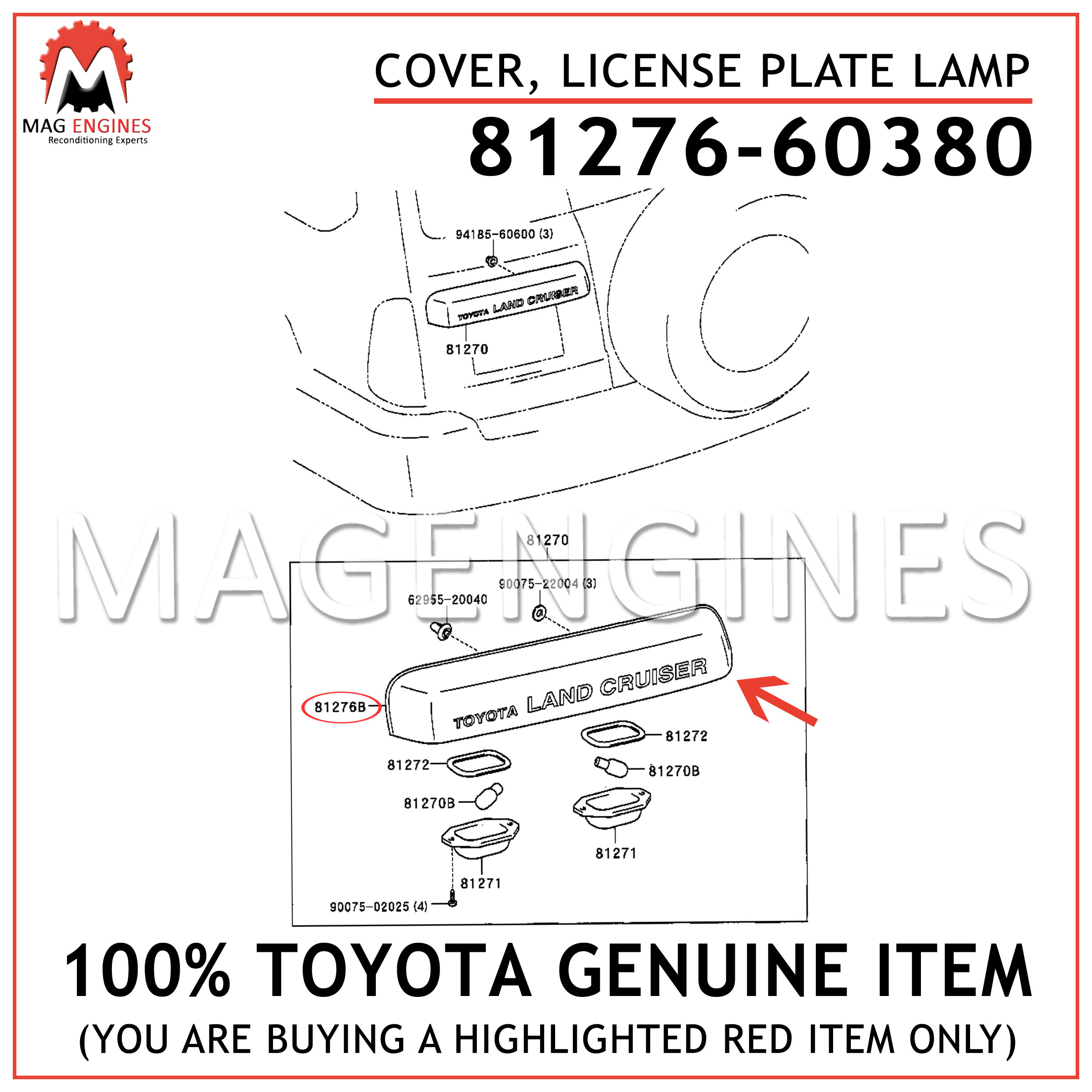 Toyota 81276-08010-K0 License Plate Lamp Cover 