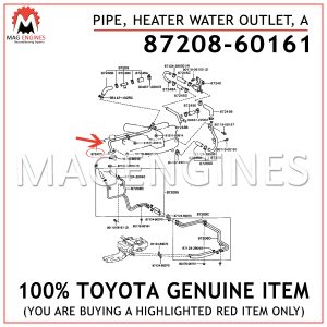 87208-60161 TOYOTA GENUINE PIPE, HEATER WATER OUTLET, A 8720860161