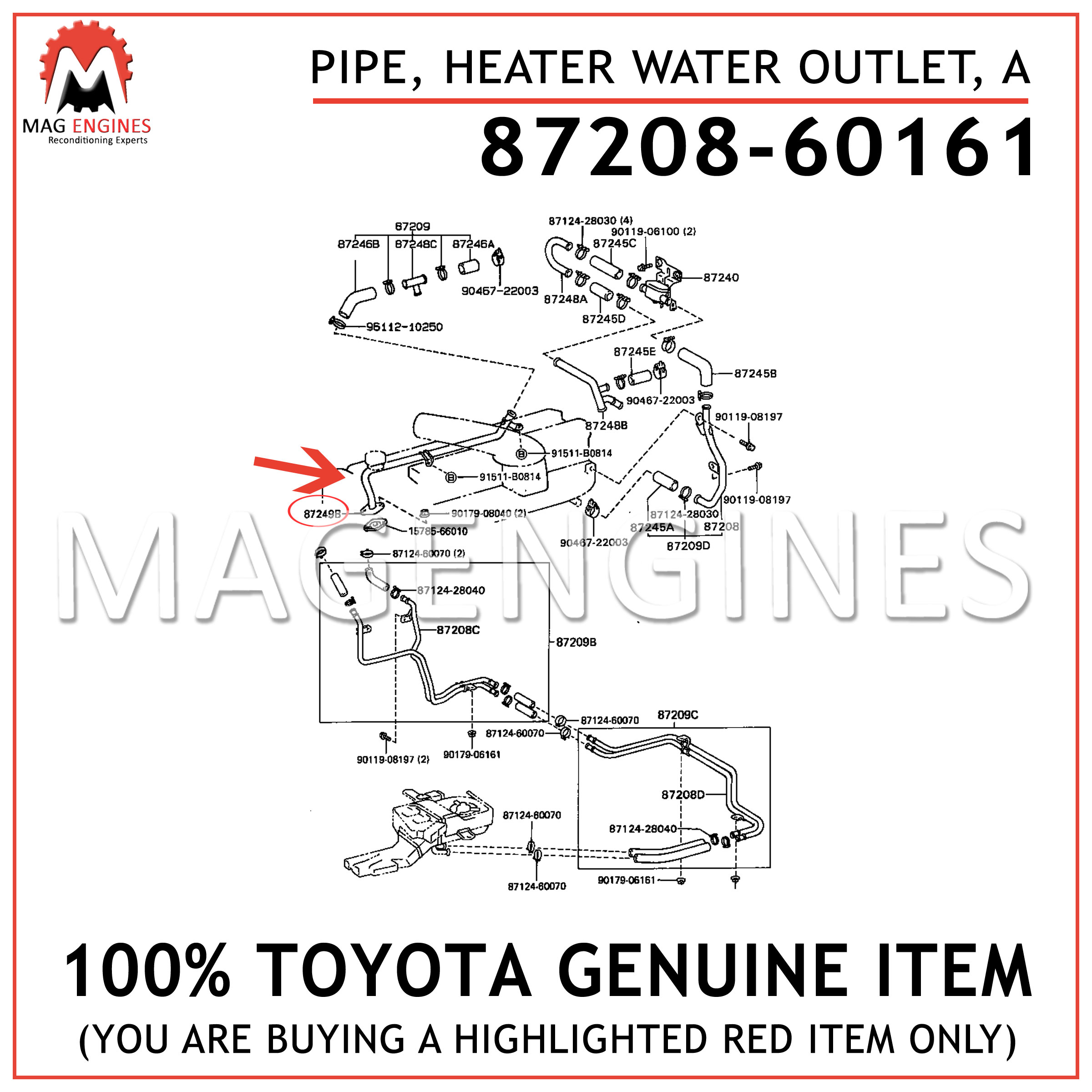 Toyota 87245-34030 Heater Water Hose Outlet 