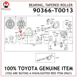 90366-T0013 TOYOTA GENUINE BEARING, TAPERED ROLLER (FOR FRONT DRIVE PINION REAR) 90366T0013