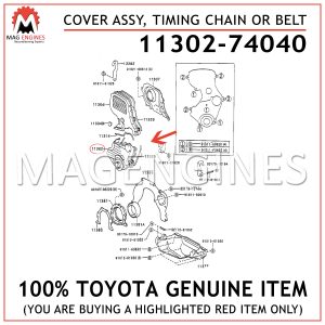 11302-74040 TOYOTA GENUINE COVER SUB-ASSY, TIMING CHAIN OR BELT 1130274040