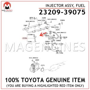 23209-39075 TOYOTA GENUINE INJECTOR ASSY, FUEL 2320939075