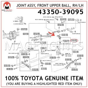 43350-39095 TOYOTA GENUINE JOINT ASSY, FRONT UPPER BALL, RH/LH 4335039095