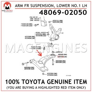 48069-02050 TOYOTA GENUINE ARM SUB-ASSY, FRONT SUSPENSION, LOWER NO.1 LH 4806902050 