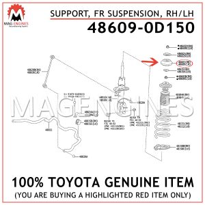 48609-0D150 TOYOTA GENUINE SUPPORT SUB-ASSY, FRONT SUSPENSION, RH/LH 486090D150