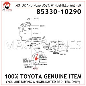 85330-10290 TOYOTA GENUINE MOTOR AND PUMP ASSY, WINDSHIELD WASHER 8533010290 