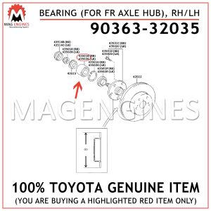90363-32035 TOYOTA GENUINE BEARING (FOR FRONT AXLE HUB), RH/LH 9036332035