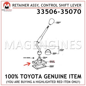 33506-35070 TOYOTA GENUINE RETAINER SUB-ASSY, CONTROL SHIFT LEVER (FOR FLOOR SHIFT) 3350635070 