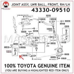 43330-09510 TOYOTA GENUINE JOINT ASSY, LOWER BALL, FRONT, RH/LH 4333009510