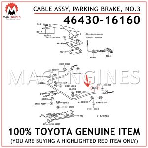 46430-16160 TOYOTA GENUINE CABLE ASSY, PARKING BRAKE, NO.3 4643016160