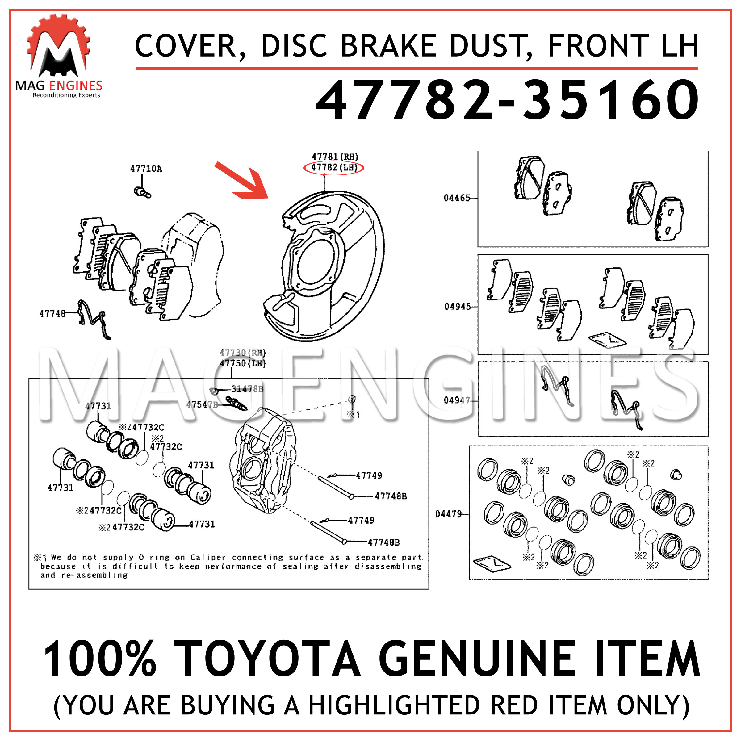 DISC BRAKE DUST 4778235160 Genuine Toyota COVER FRONT LH 47782-35160