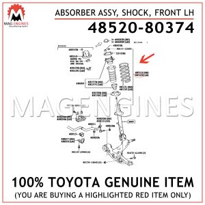 48520-80374 TOYOTA GENUINE ABSORBER ASSY, SHOCK, FRONT LH 4852080374