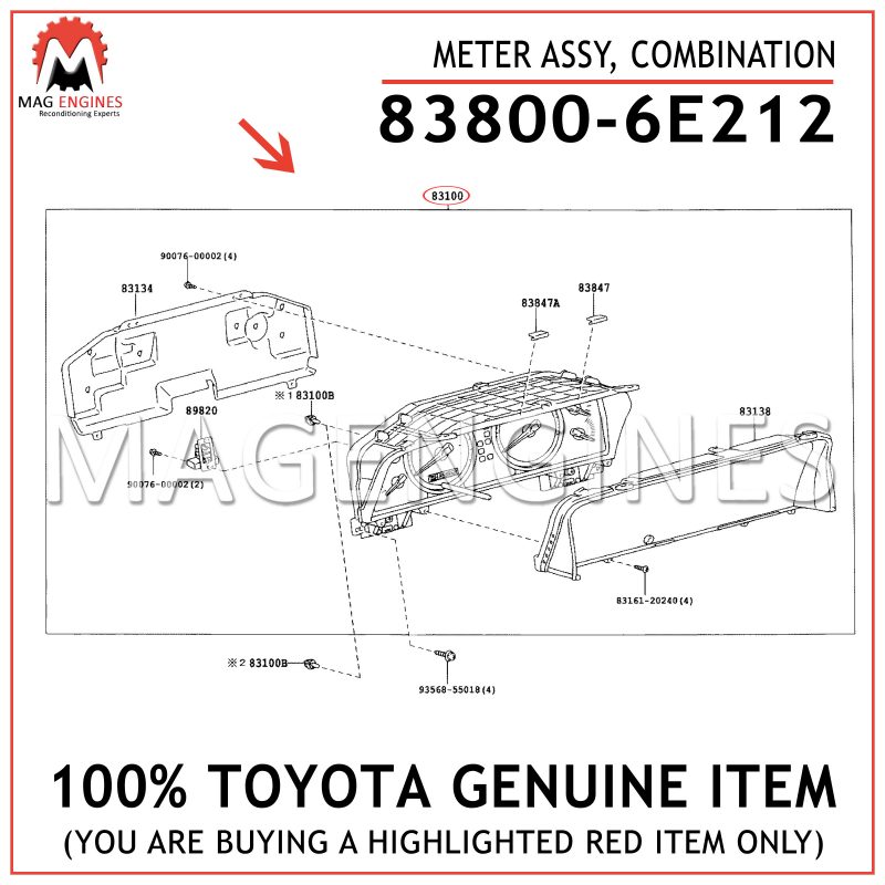 Toyota Genuine 83800-0CD42 Combination Meter Assembly 