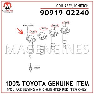 90919-02240 TOYOTA GENUINE COIL ASSY, IGNITION 9091902240