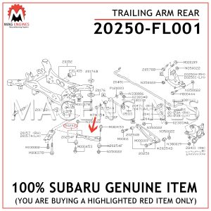 20250-FL001 SUBARU GENUINE TRAILING ARM REAR 20250FL001