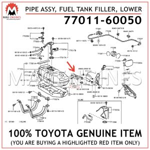 77011-60050 TOYOTA GENUINE PIPE SUB-ASSY, FUEL TANK FILLER, LOWER 7701160050